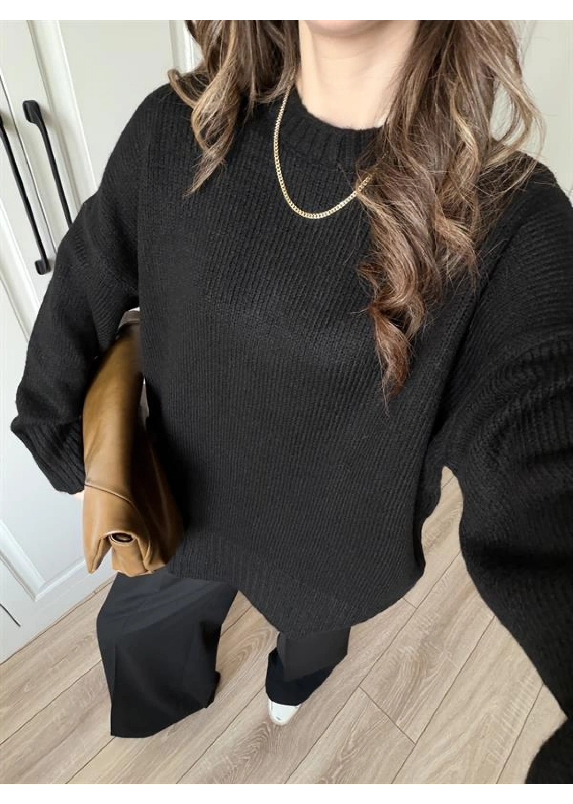 Alin Sık Dokuma Siyah Premium Kazak