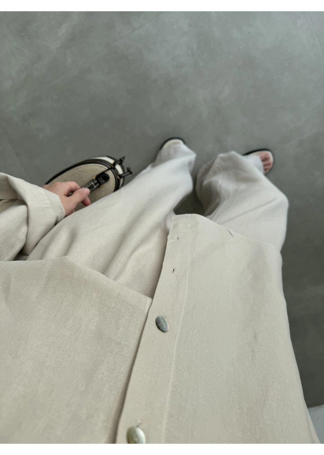Anna Oversize Keten Bej Palazzo Takım