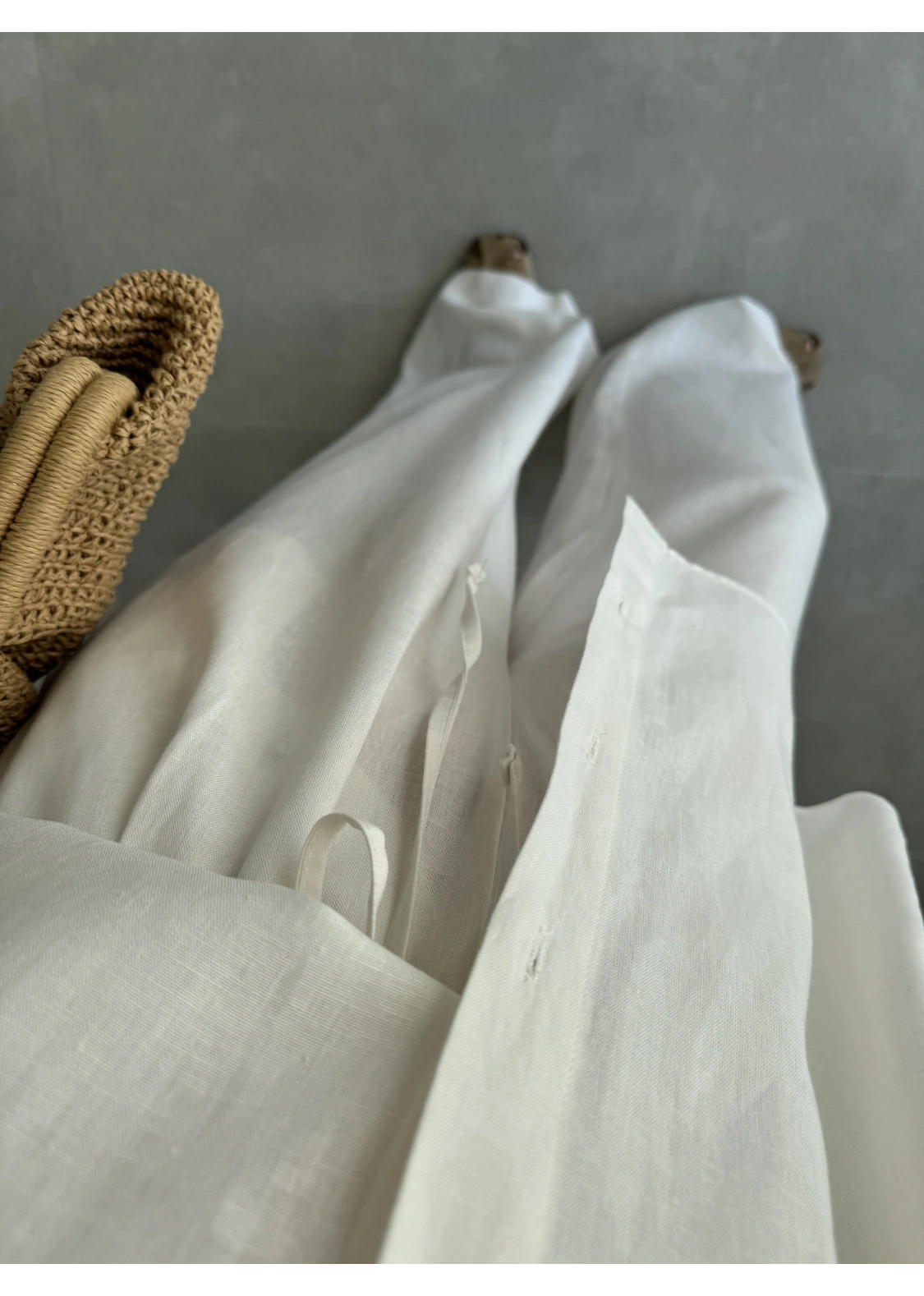 Anna Oversize Keten Ekru Palazzo Takım