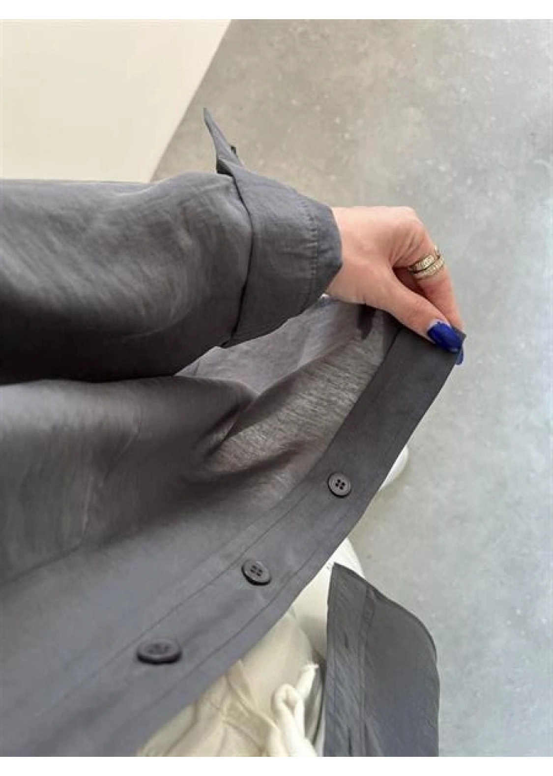 Antrasit Oversize Tensel Gömlek