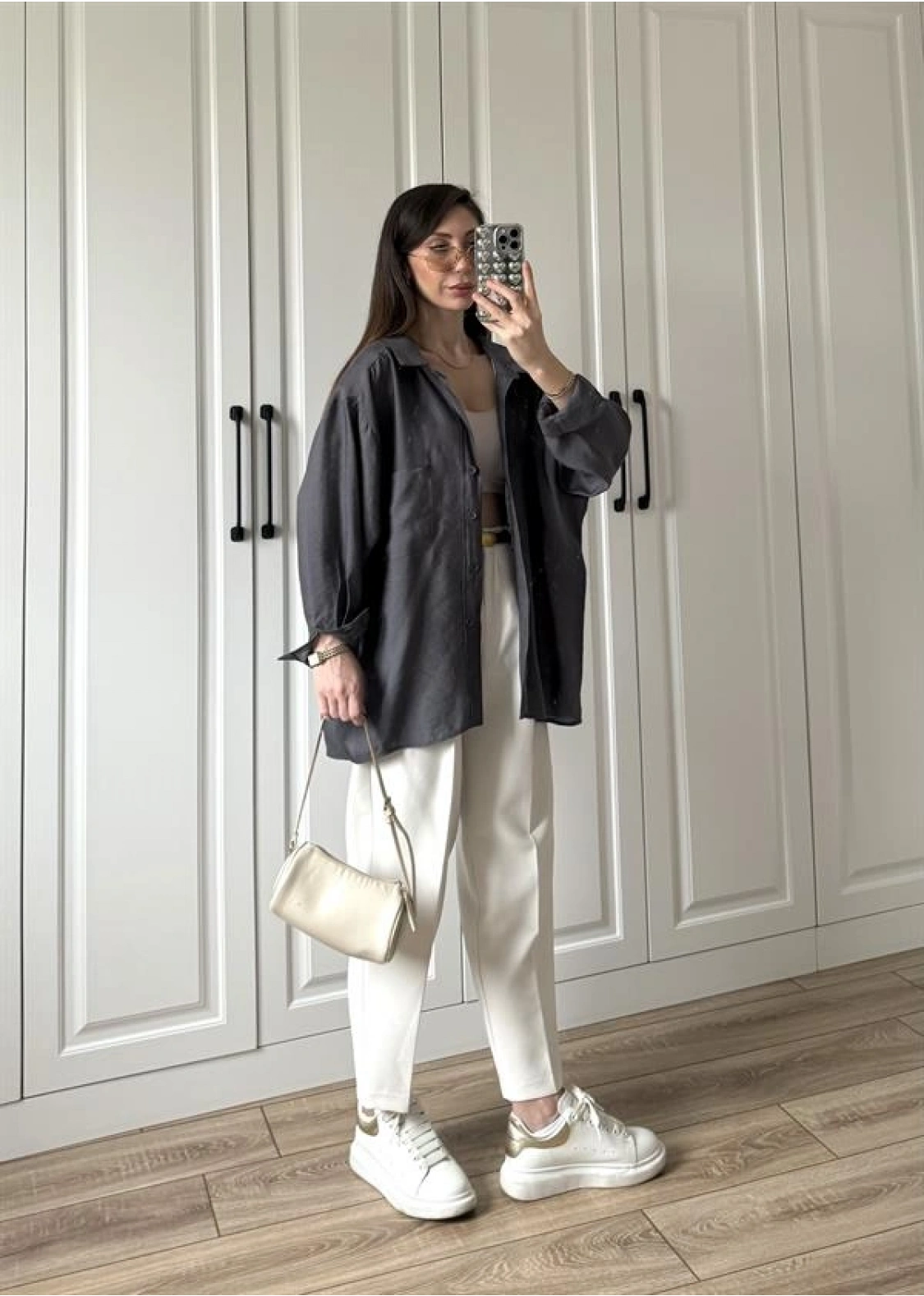 Antrasit Oversize Tensel Gömlek