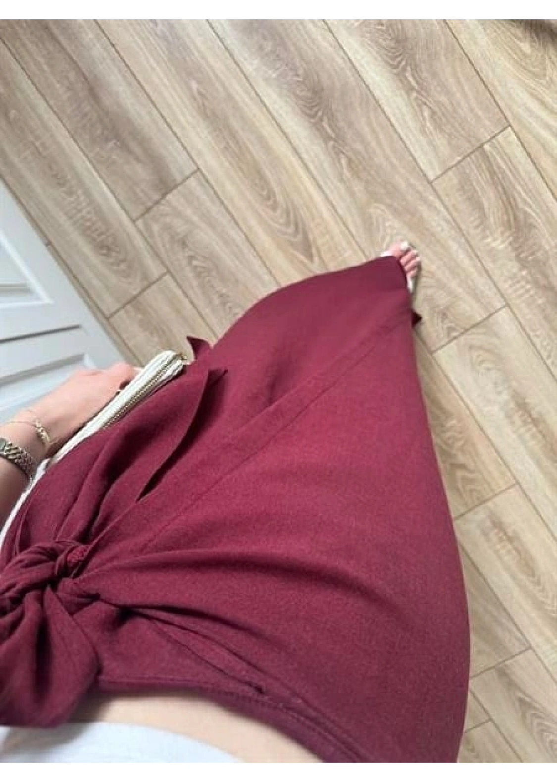 Anvelop Keten Uzun Bordo Etek