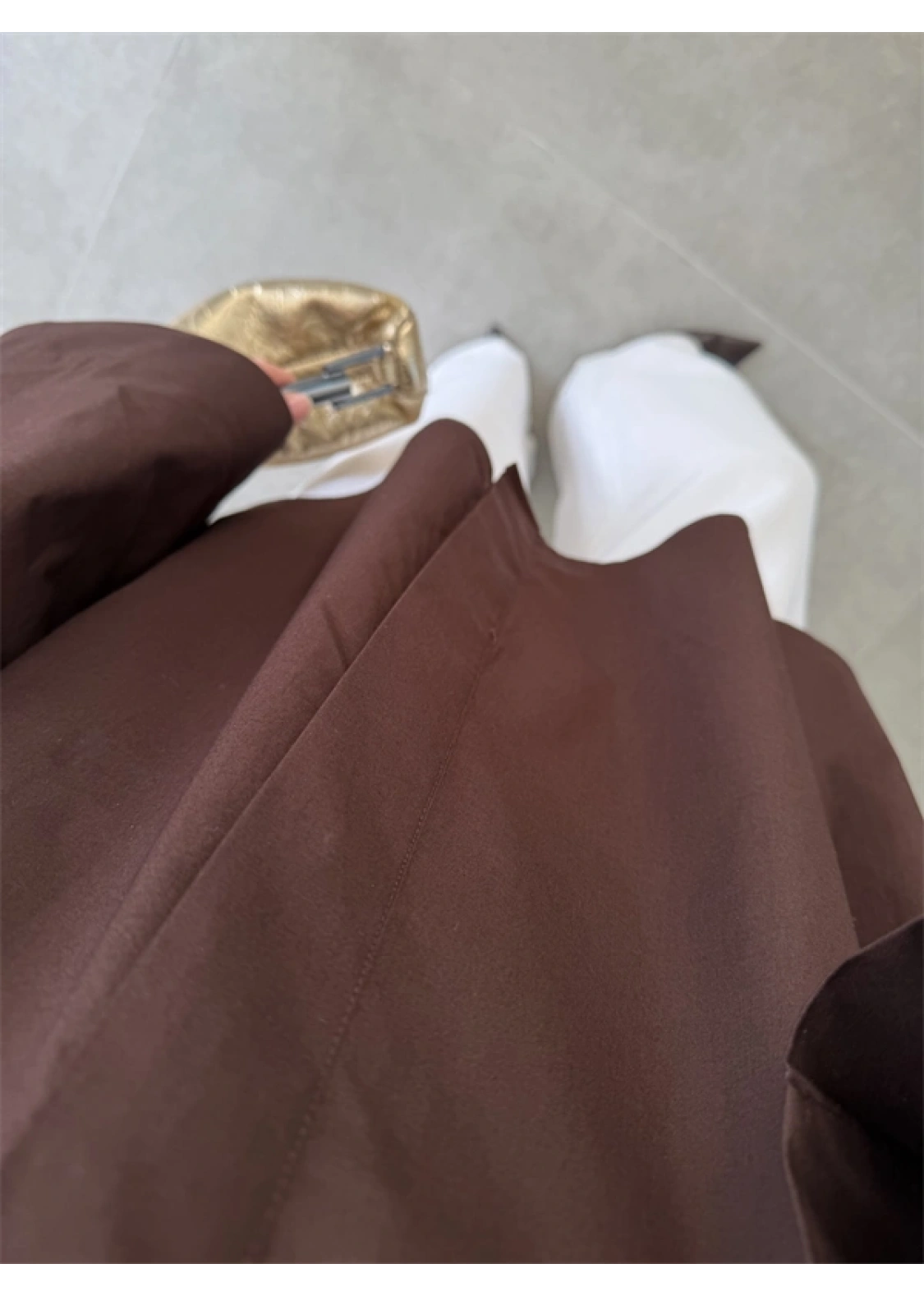 Asimetrik Yaka Oversize Kahve Gömlek