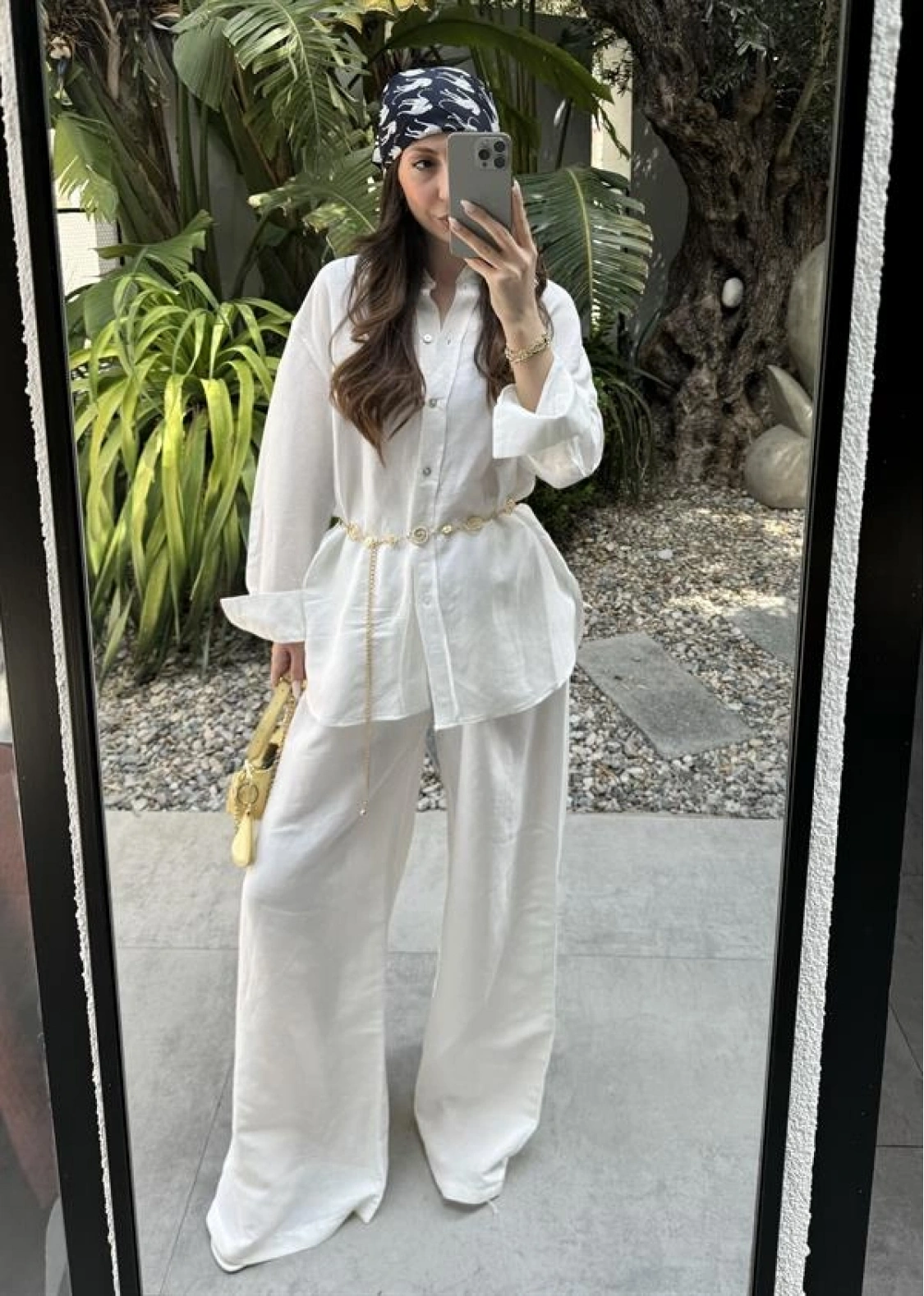 Atina Oversize Basic Beyaz Keten Takım