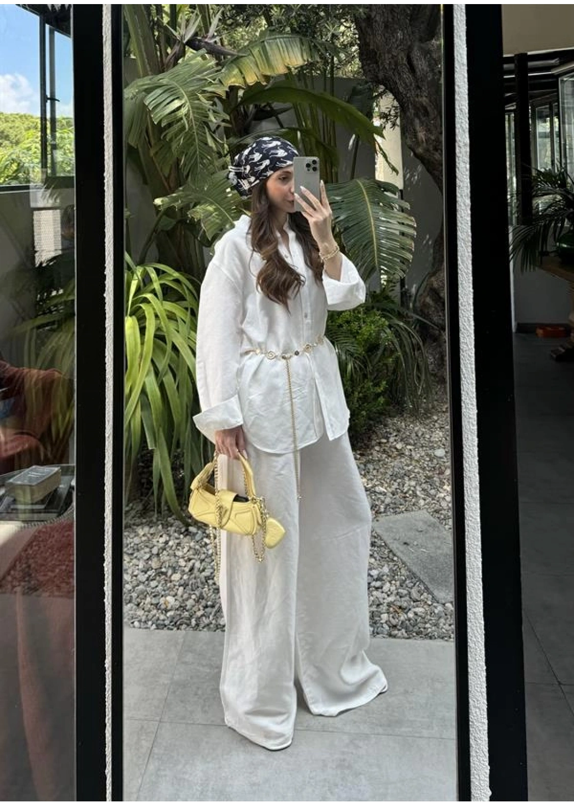 Atina Oversize Basic Beyaz Keten Takım