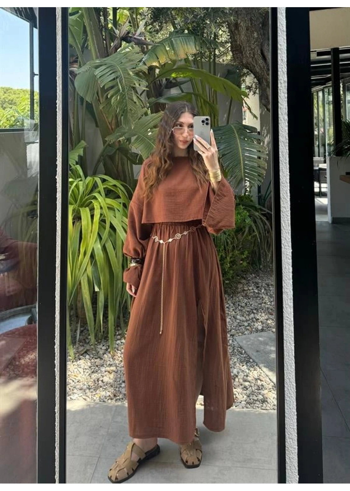 Bali Eteği Yırtmaçlı Müslin Kiremit Takım