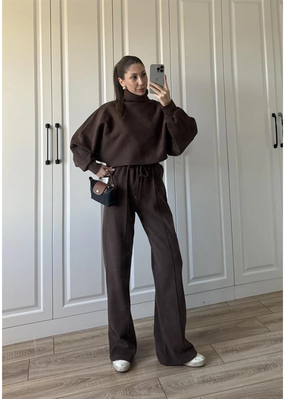 Balıkçı Yaka Kahve Triko Takım