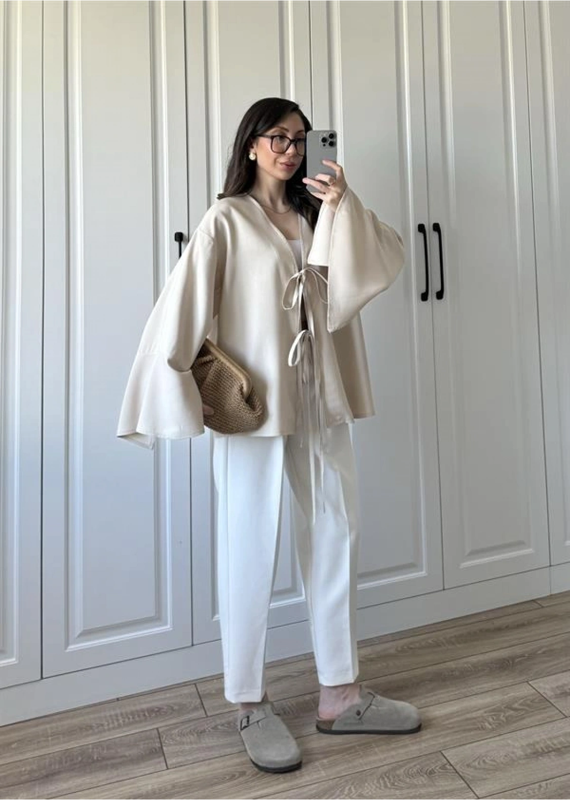 Bela Önü Bağlamalı Tasarım Kol Taş Kimono
