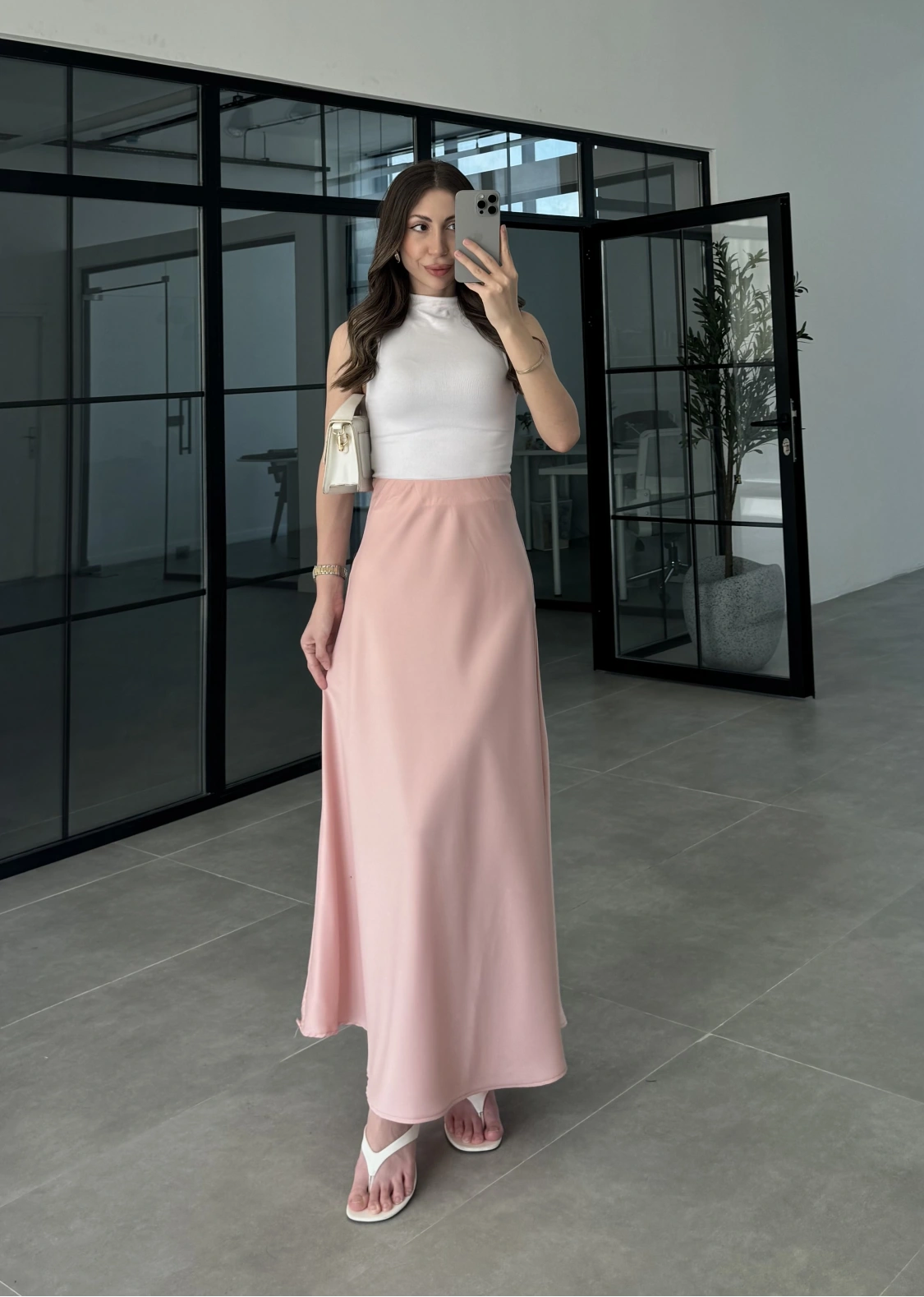 Beli Lastikli Maxi Pudra Saten Etek