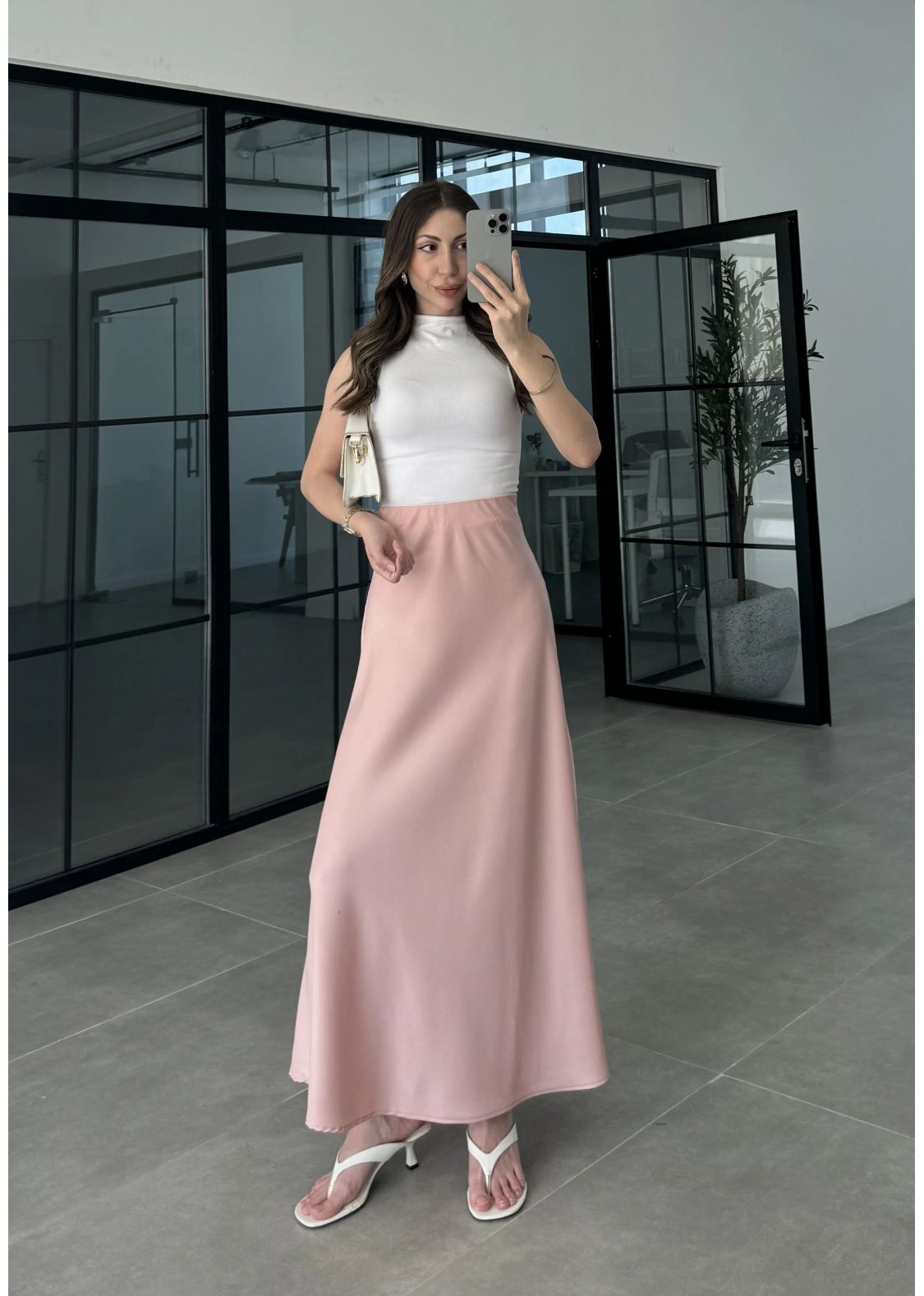 Beli Lastikli Maxi Pudra Saten Etek