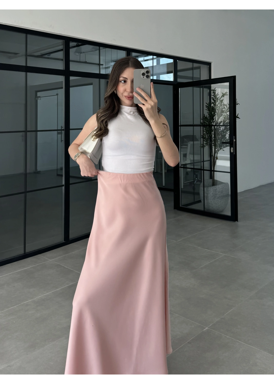 Beli Lastikli Maxi Pudra Saten Etek