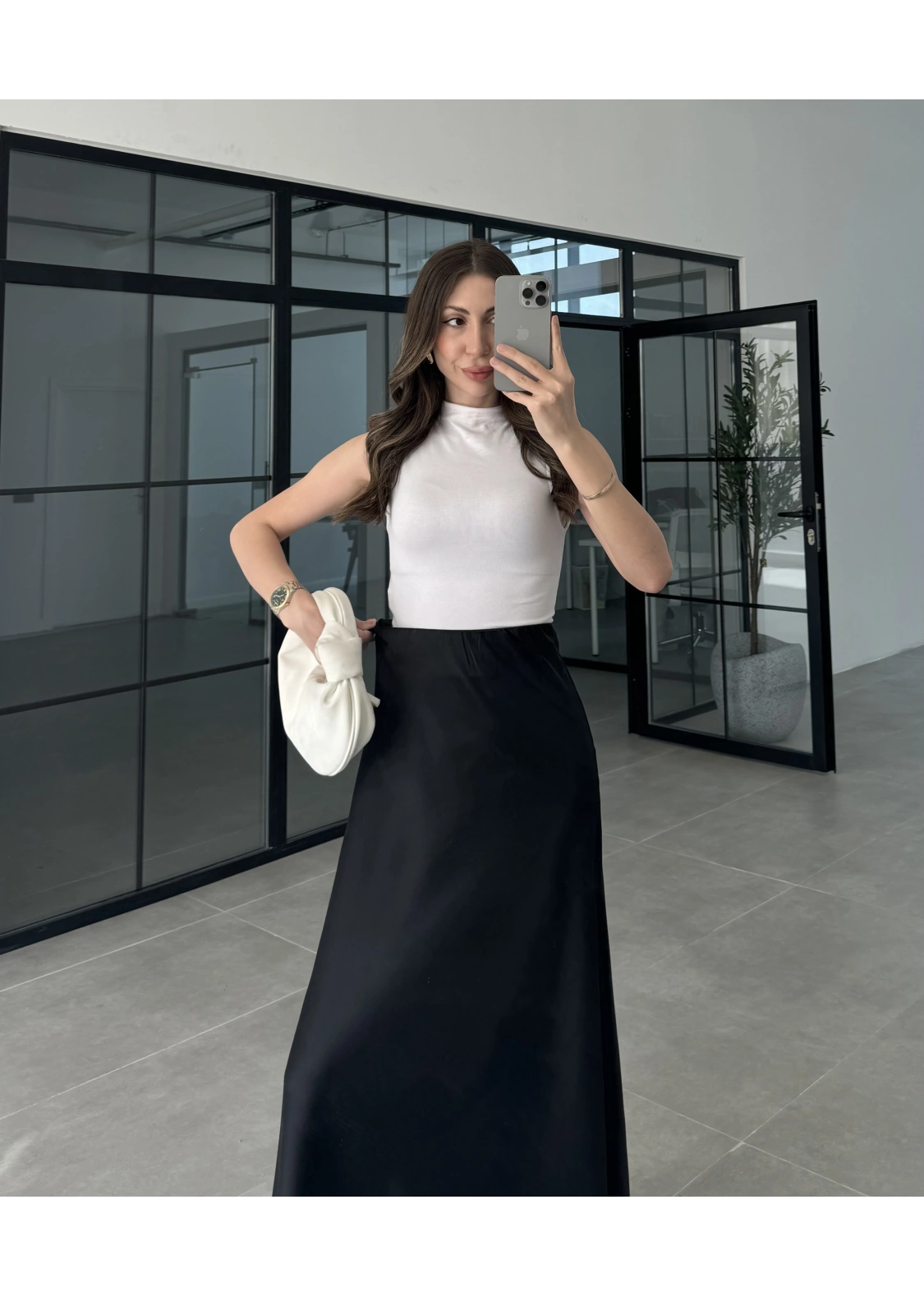 Beli Lastikli Maxi Siyah Saten Etek