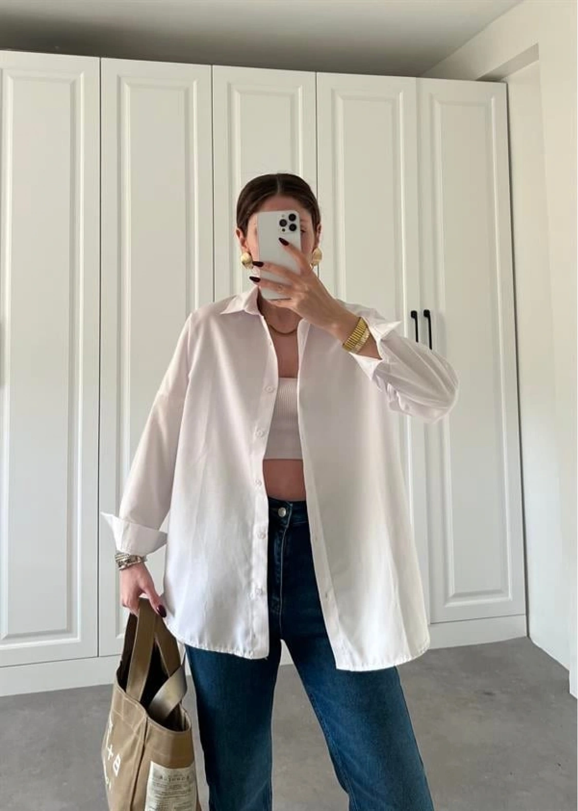 Beyaz Basic Poplin Gömlek