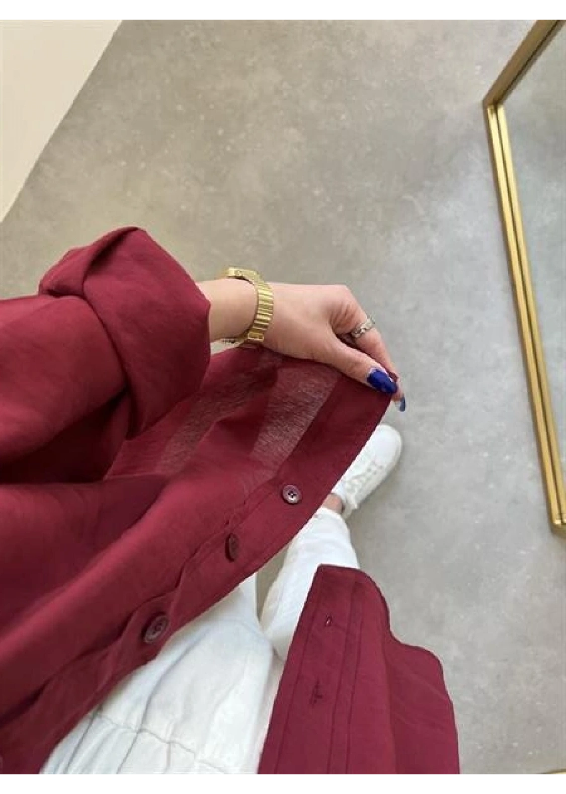 Bordo Oversize Tensel Gömlek