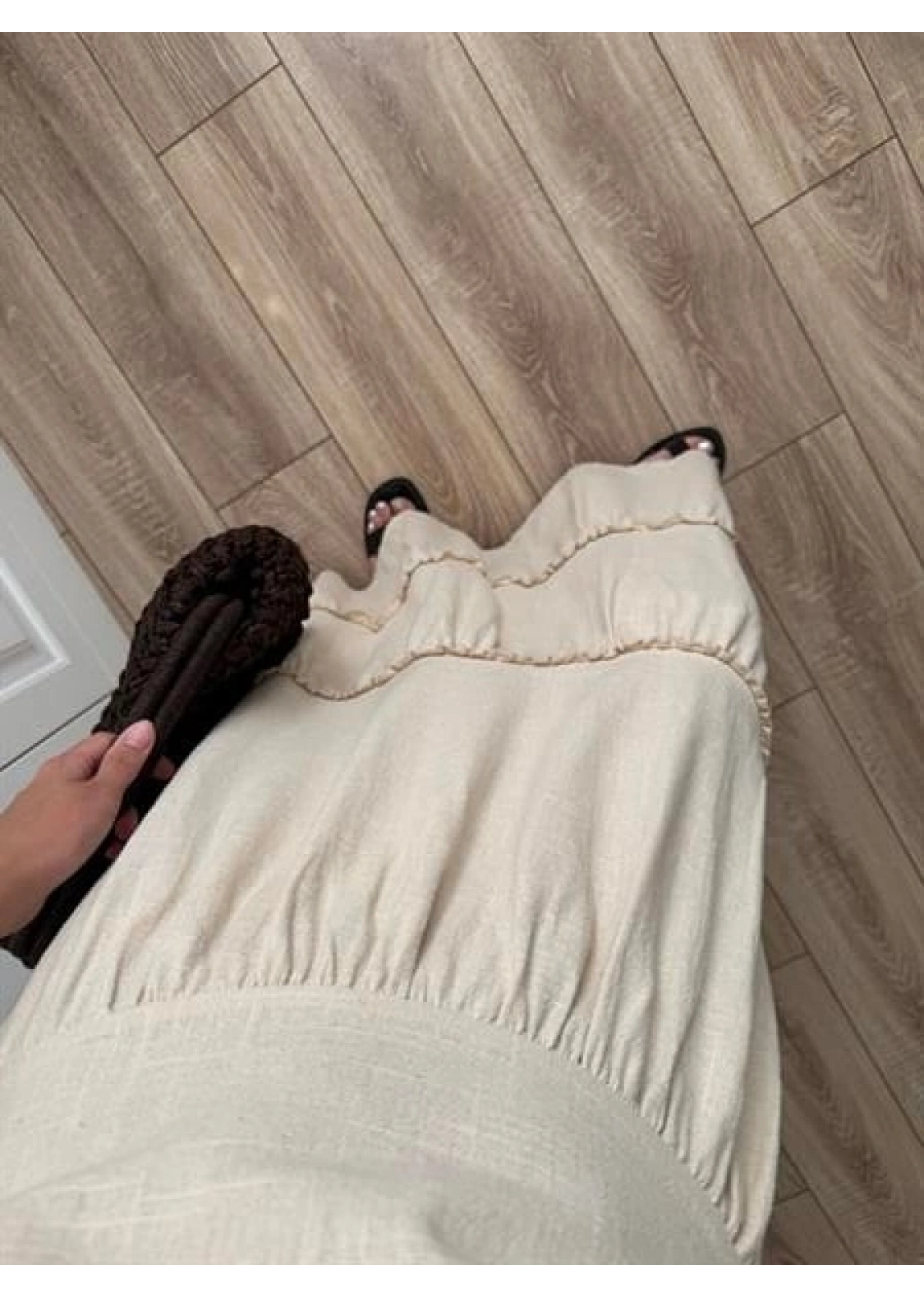 Boyundan Askılı Keten Premium Kilos Taş Elbise