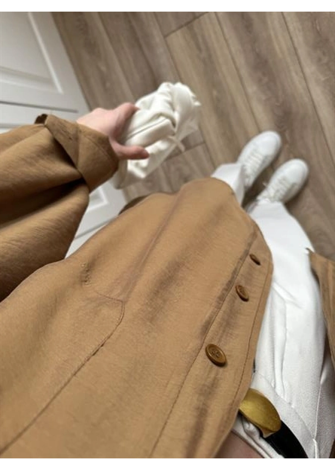 Camel Oversize Tensel Gömlek