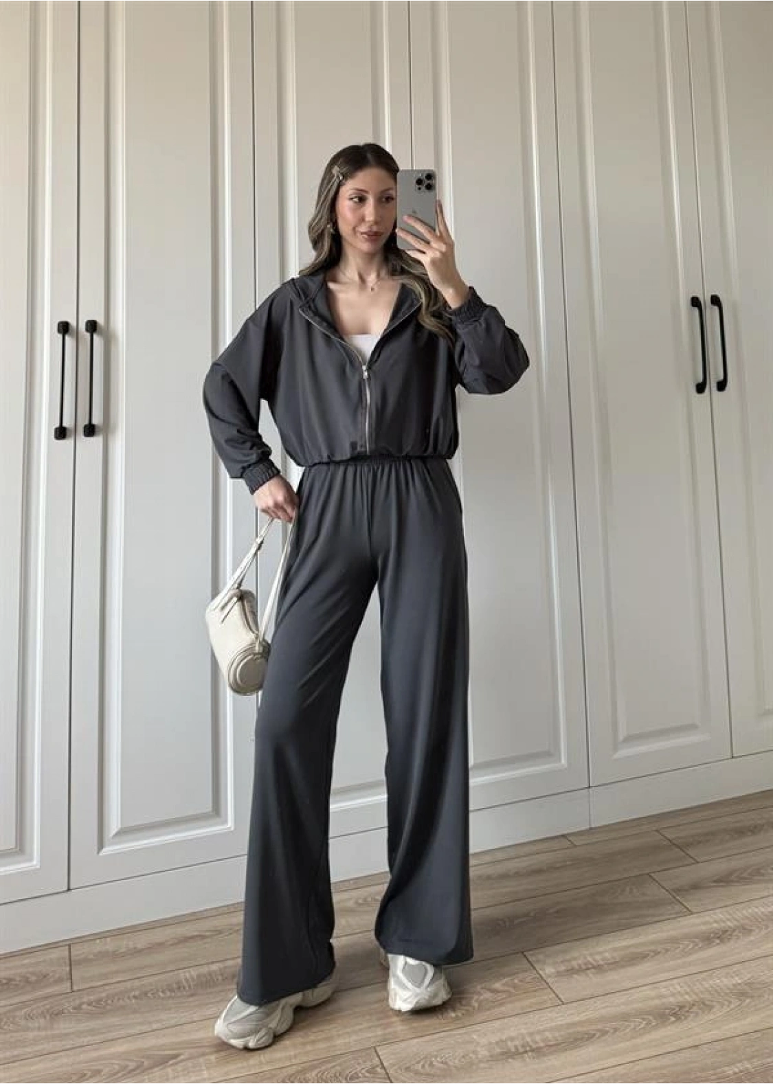 Çift Fermuarlı Antrasit Spor Model Takım