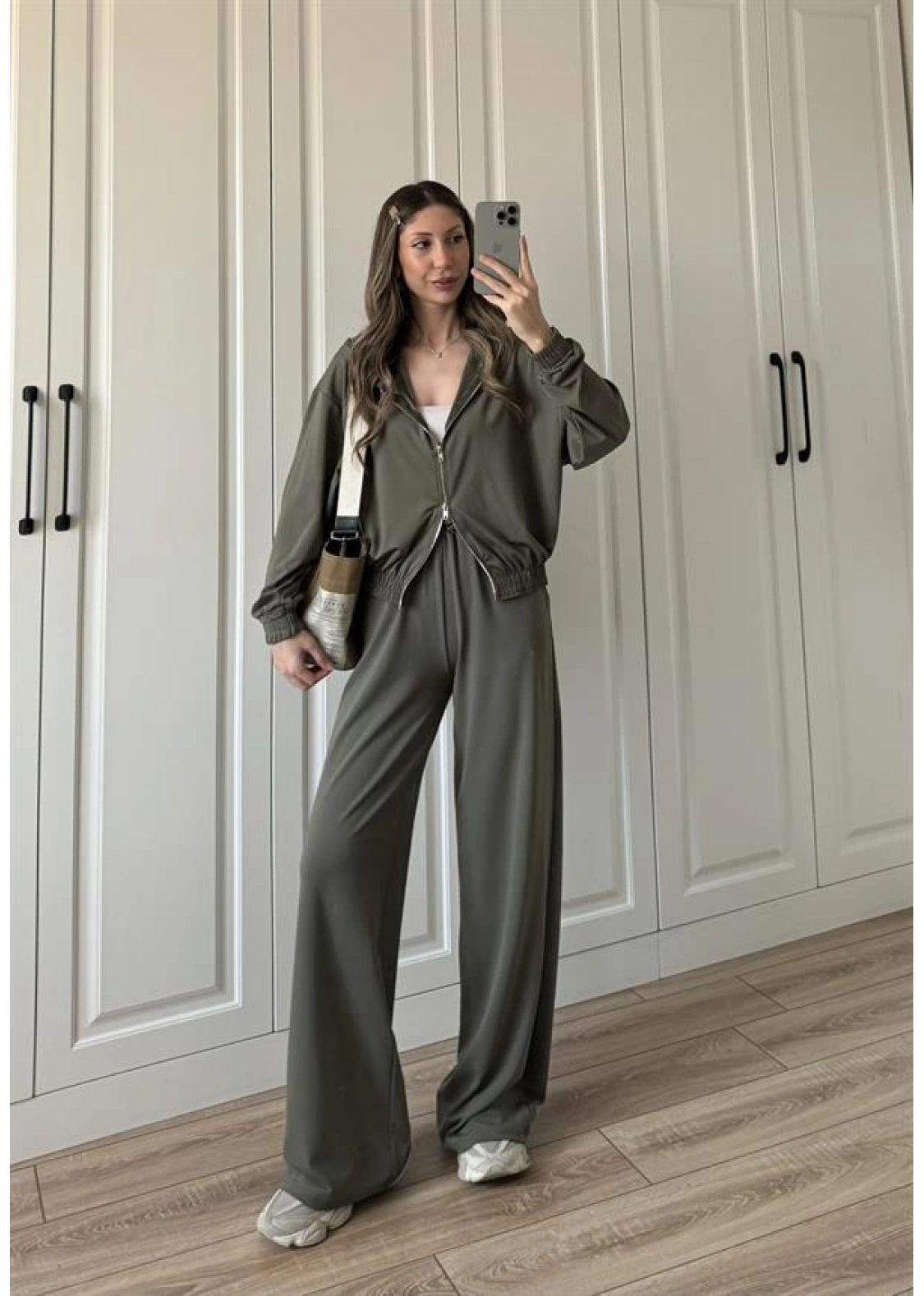 Çift Fermuarlı Haki Spor Model Takım