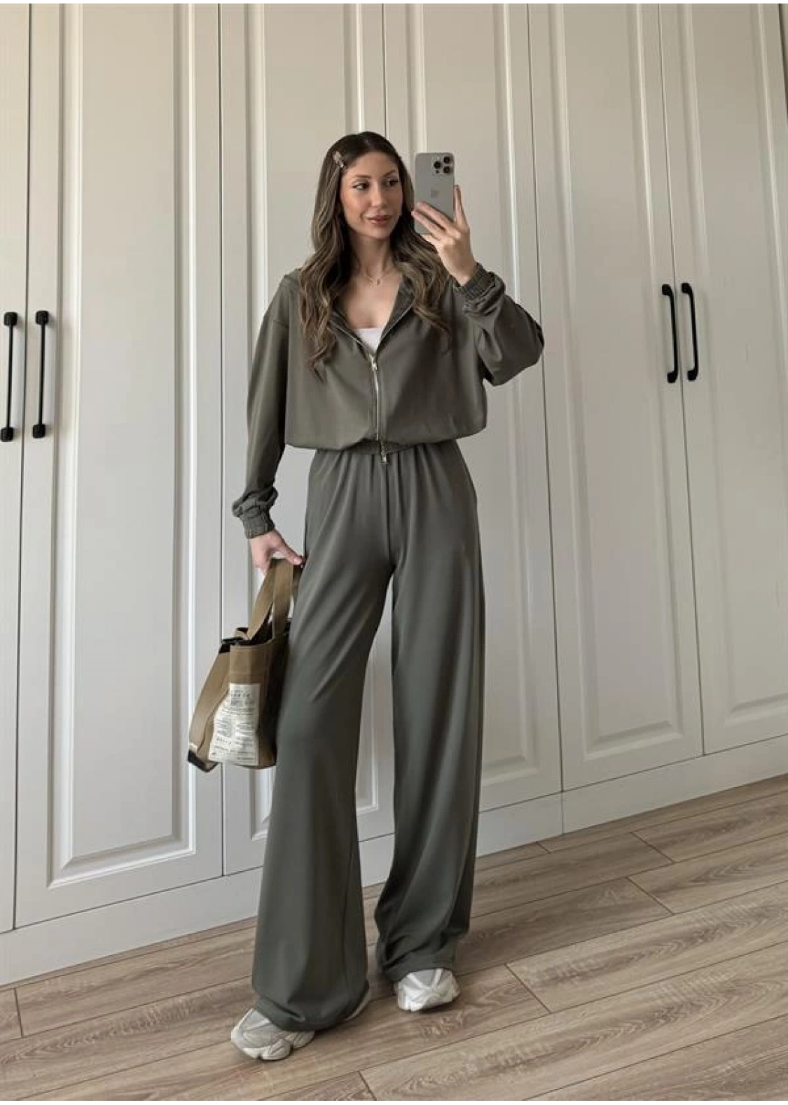 Çift Fermuarlı Haki Spor Model Takım