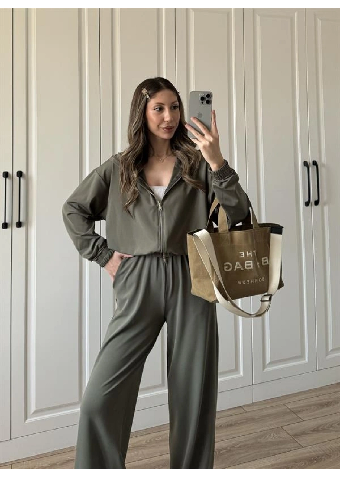 Çift Fermuarlı Haki Spor Model Takım