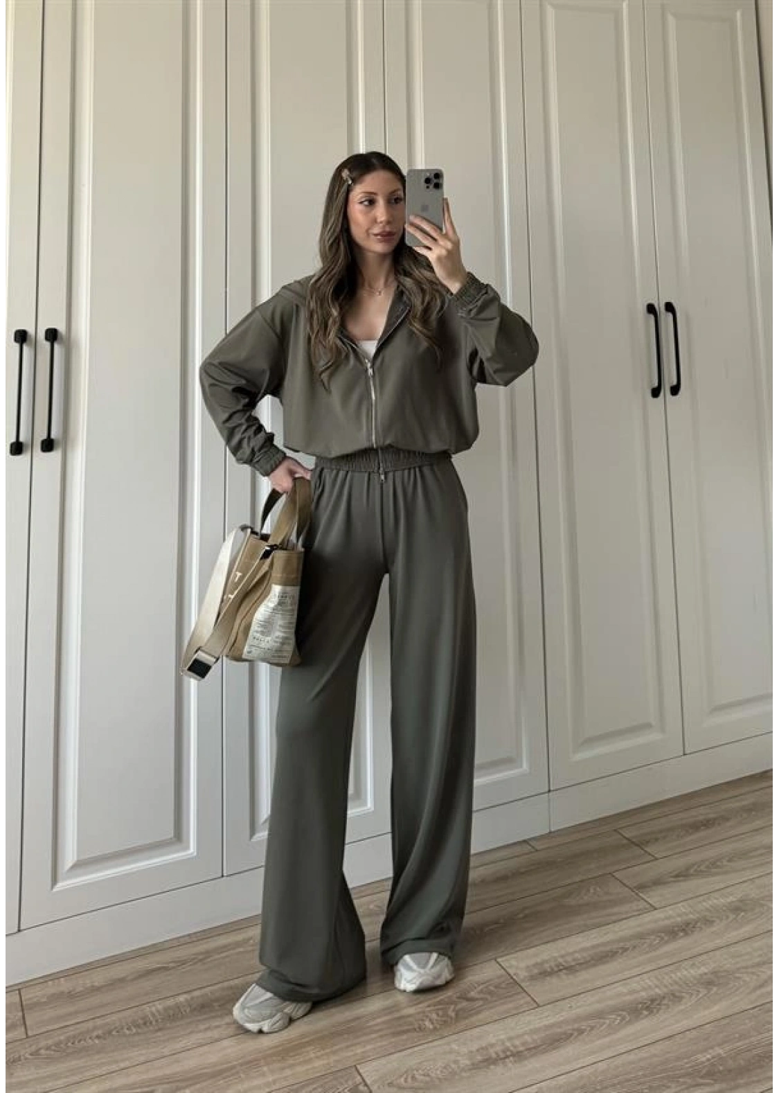 Çift Fermuarlı Haki Spor Model Takım