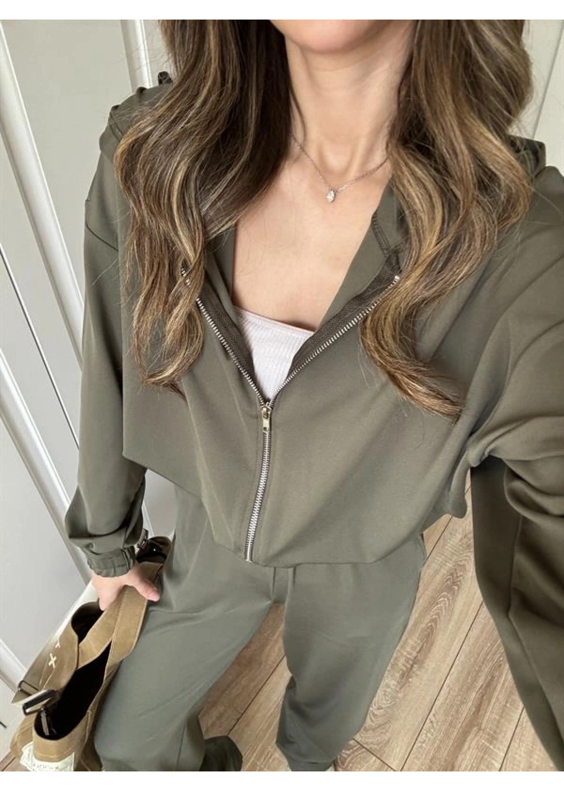 Çift Fermuarlı Haki Spor Model Takım