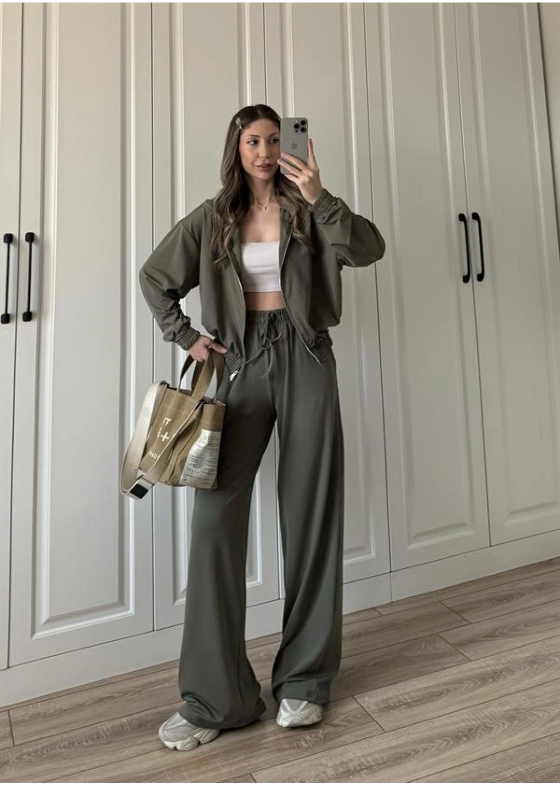 Çift Fermuarlı Haki Spor Model Takım