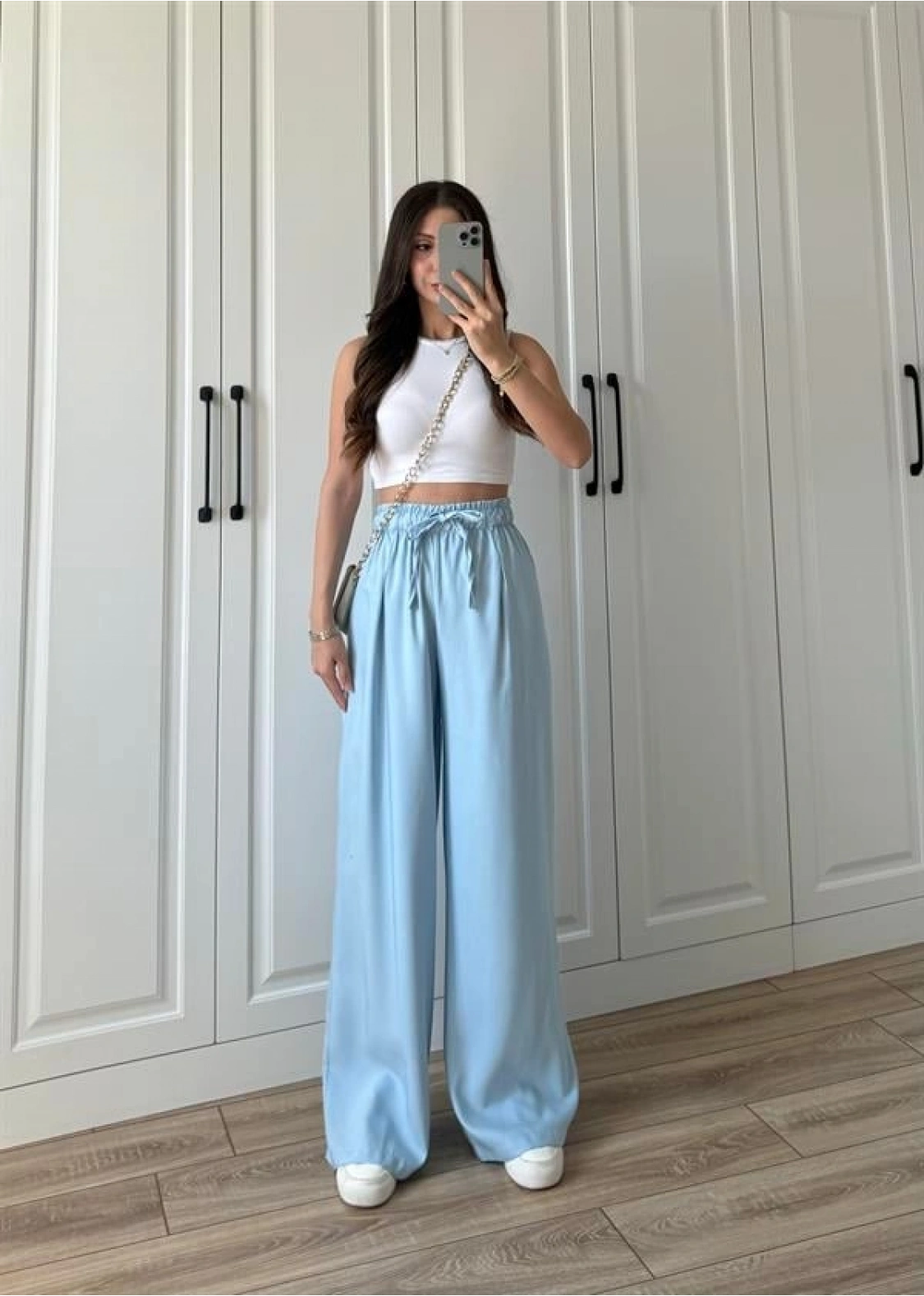 Dania Premium Bebe Mavi Tensel Palazzo Pantolon