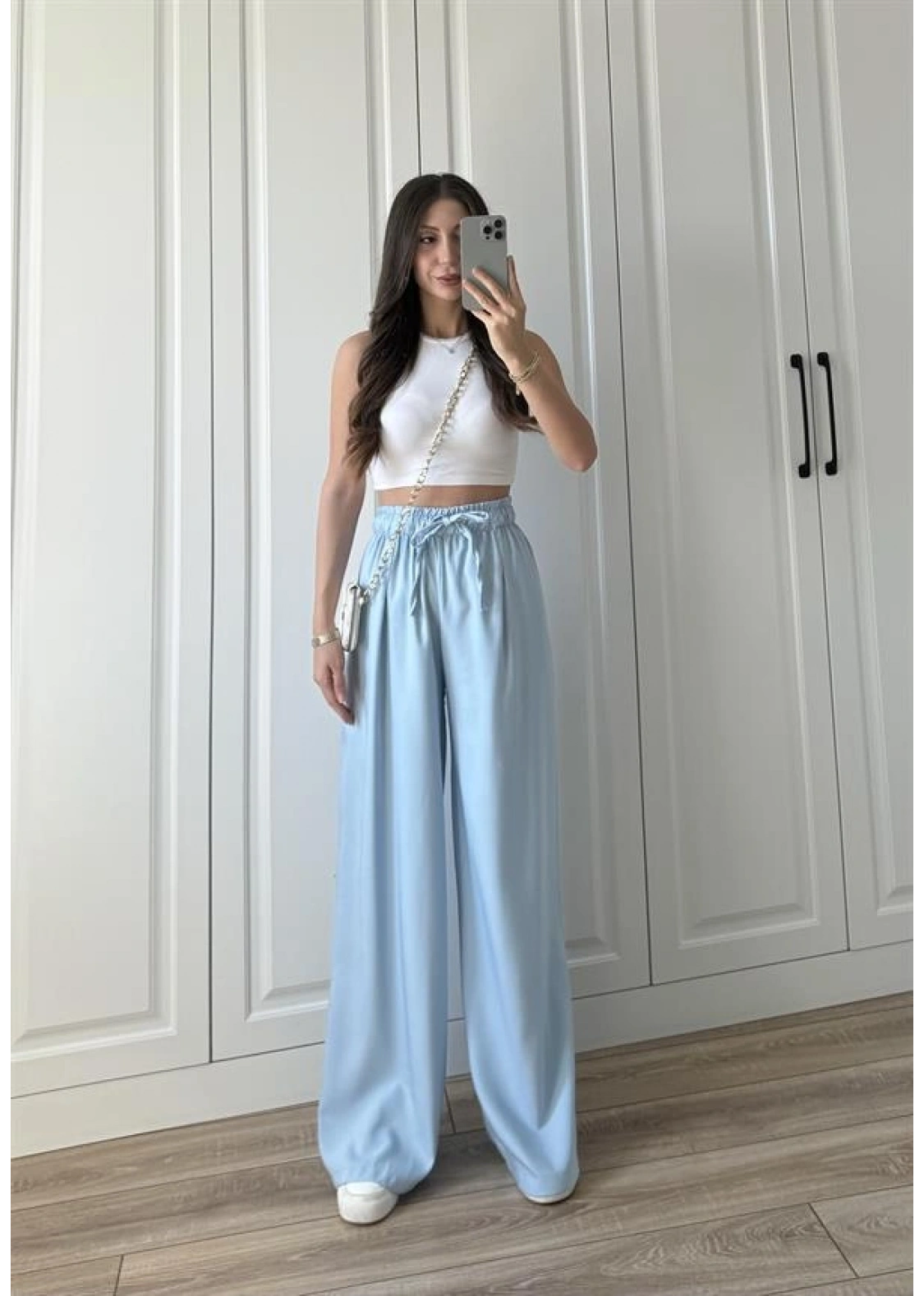Dania Premium Bebe Mavi Tensel Palazzo Pantolon
