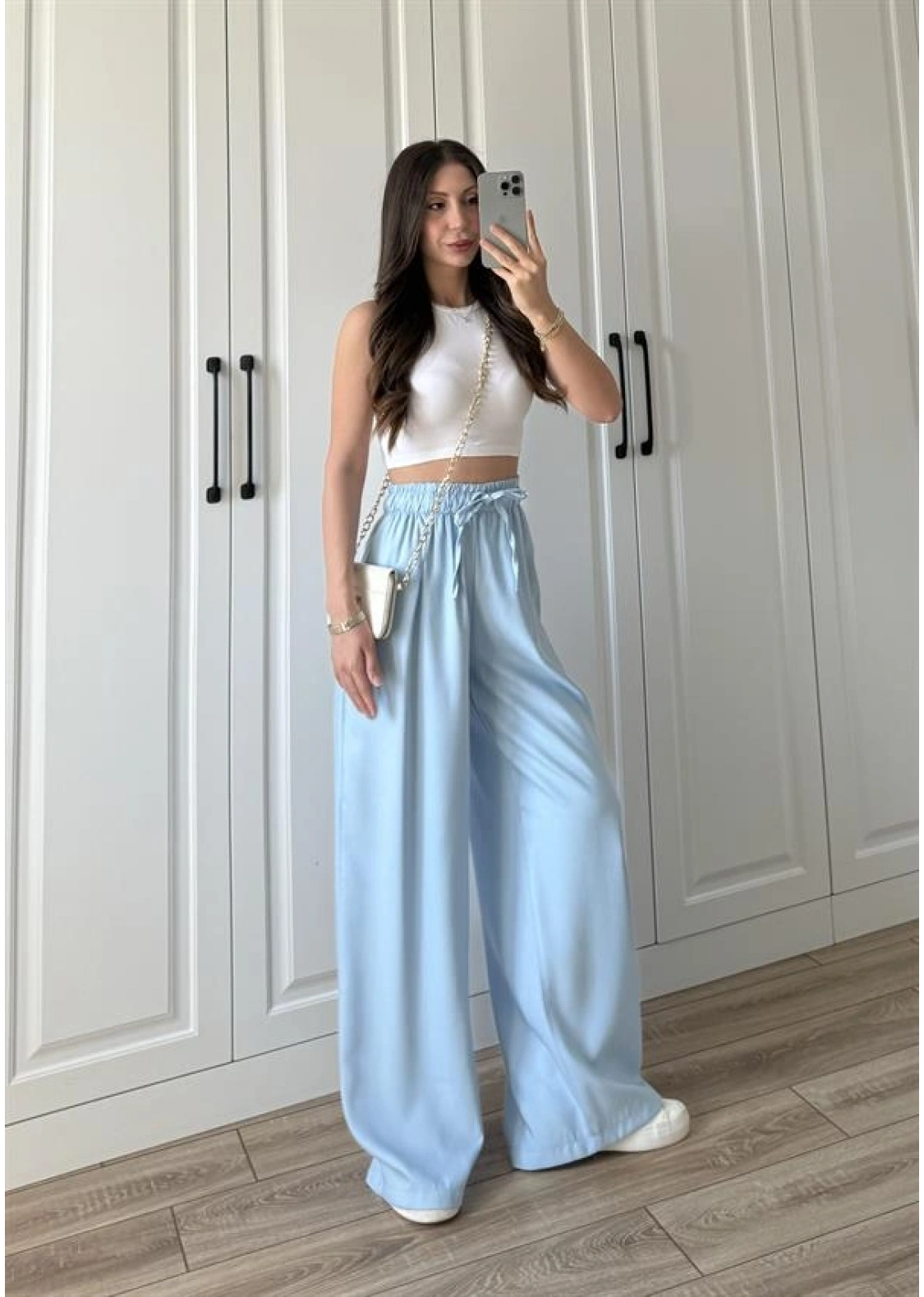 Dania Premium Bebe Mavi Tensel Palazzo Pantolon