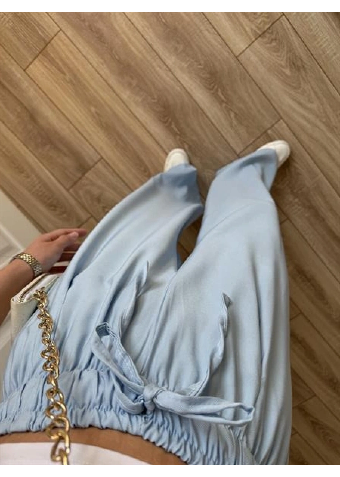 Dania Premium Bebe Mavi Tensel Palazzo Pantolon