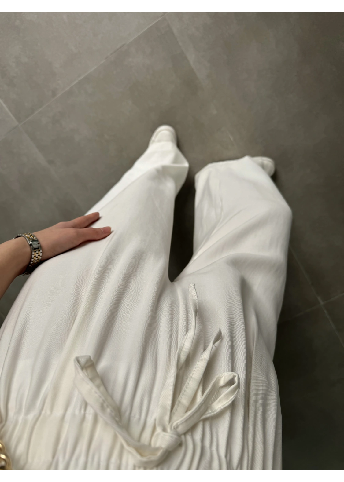 Dania Premium Ekru Tensel Palazzo Pantolon