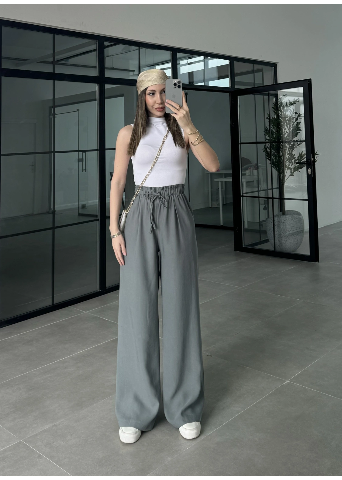 Dania Premium Haki Tensel Palazzo Pantolon