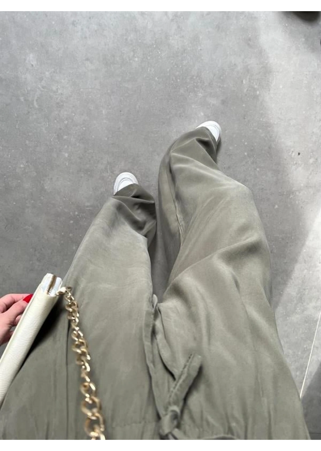 Dania Premium Koyu Haki Tensel Palazzo Pantolon