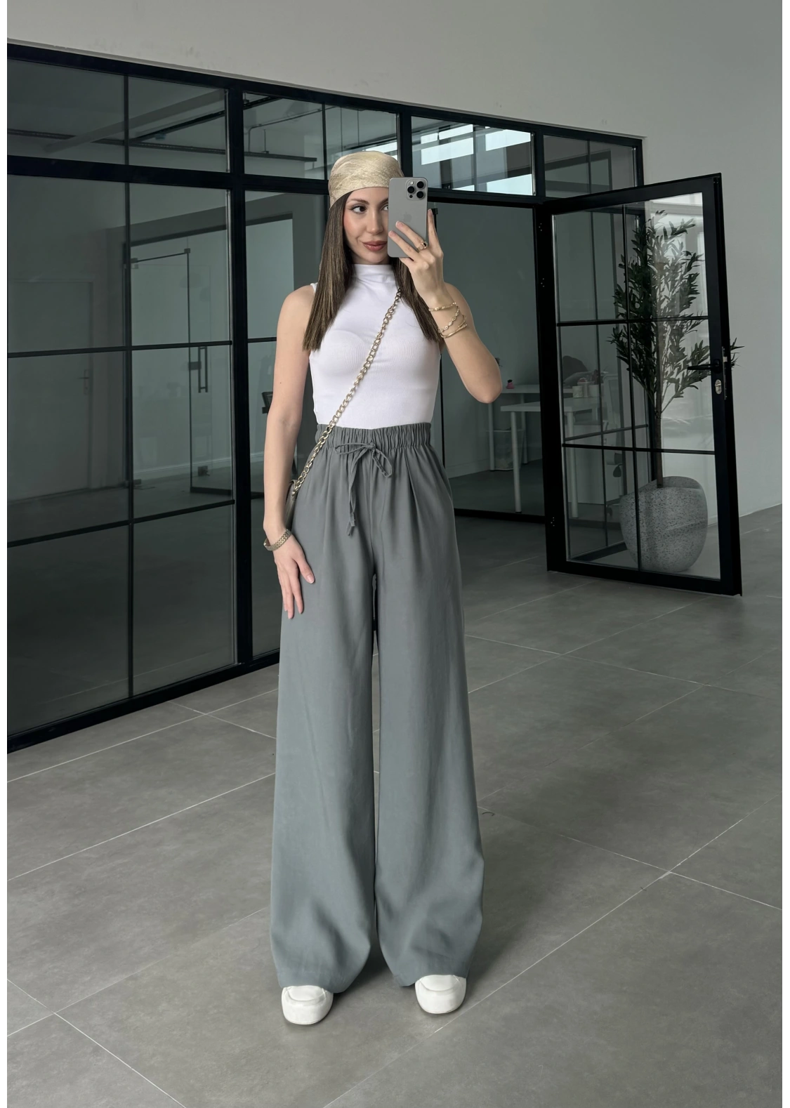 Dania Premium Haki Tensel Palazzo Pantolon