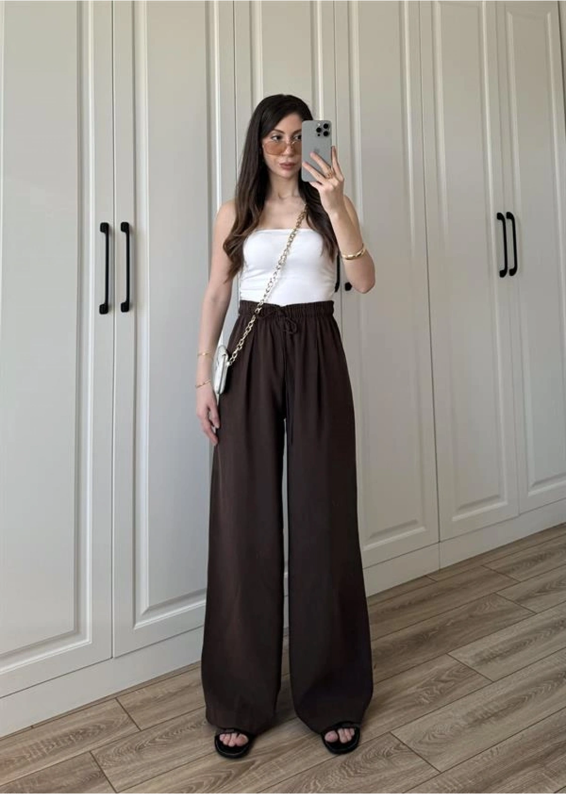 Dania Premium Kahve Tensel Palazzo Pantolon