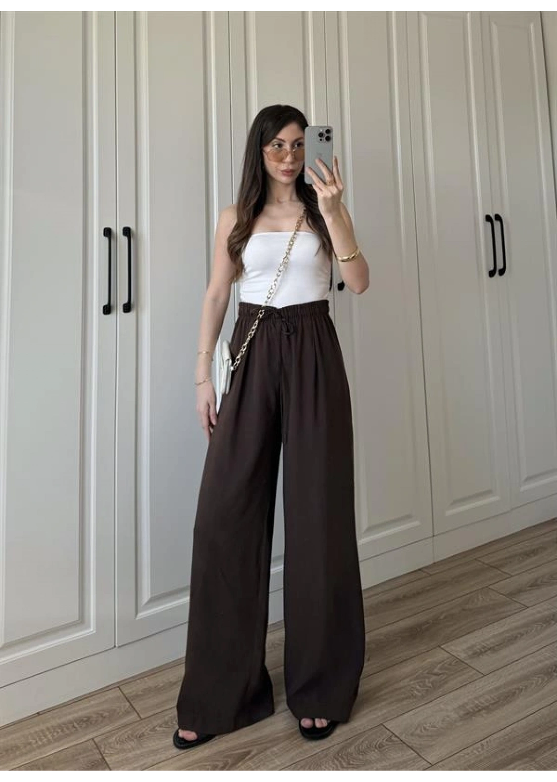 Dania Premium Kahve Tensel Palazzo Pantolon