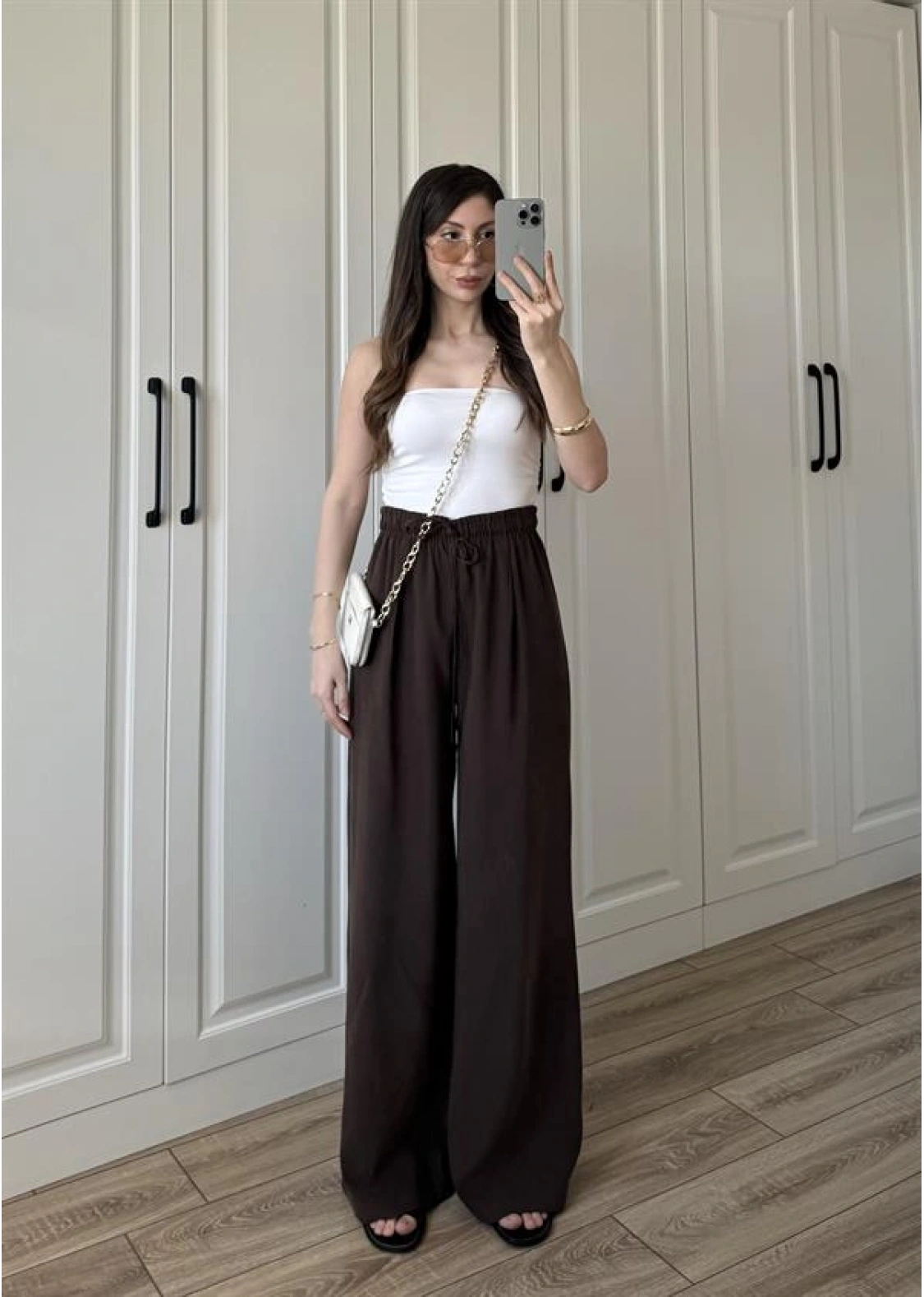 Dania Premium Kahve Tensel Palazzo Pantolon