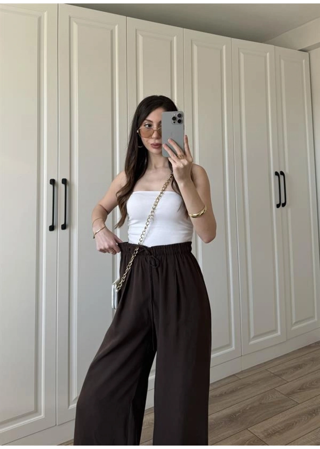 Dania Premium Kahve Tensel Palazzo Pantolon