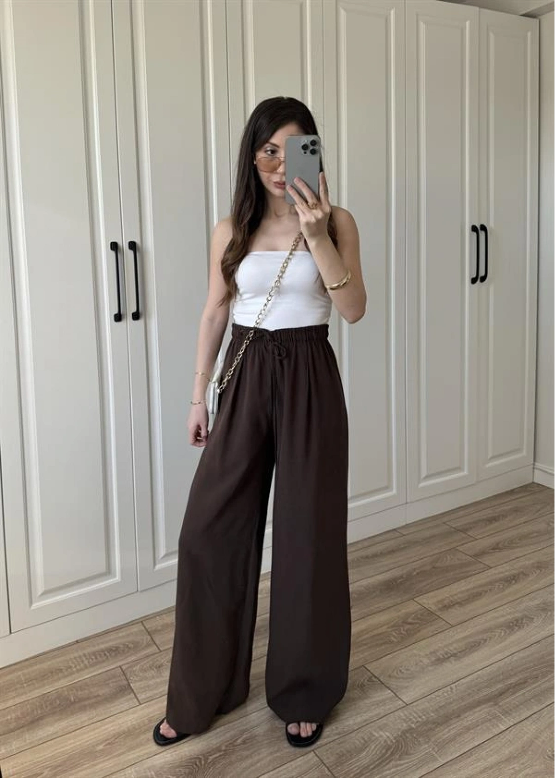 Dania Premium Kahve Tensel Palazzo Pantolon