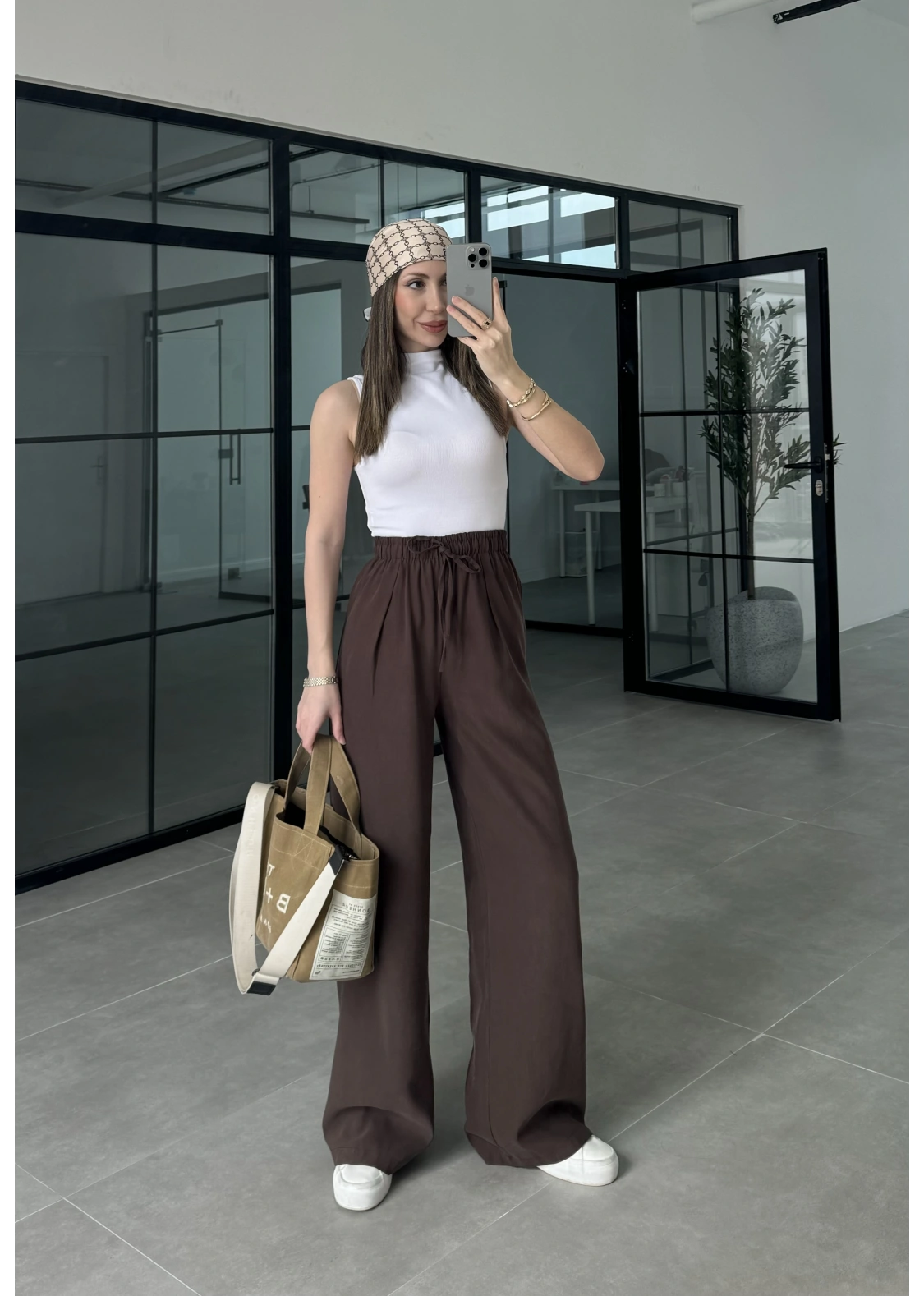 Dania Premium Kahve Tensel Palazzo Pantolon
