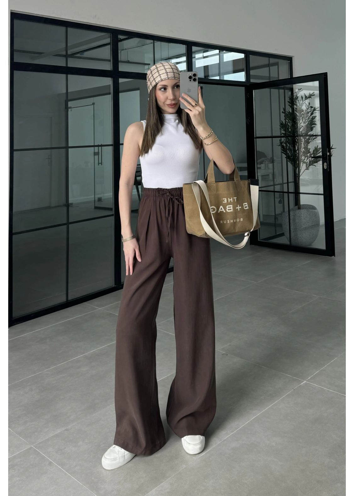 Dania Premium Kahve Tensel Palazzo Pantolon