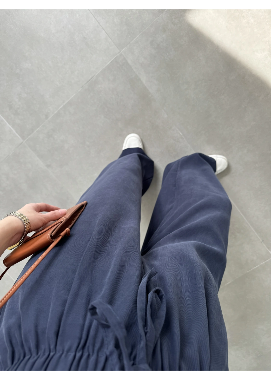 Dania Premium Lacivert Tensel Palazzo Pantolon