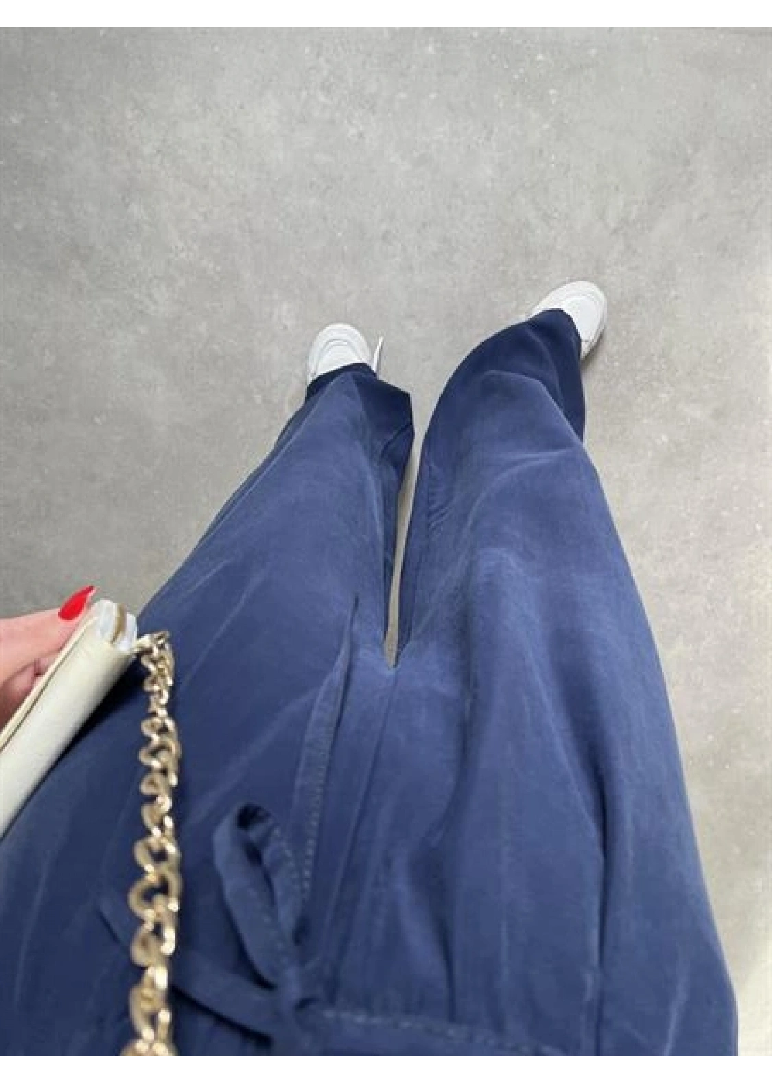 Dania Premium Lacivert Tensel Palazzo Pantolon