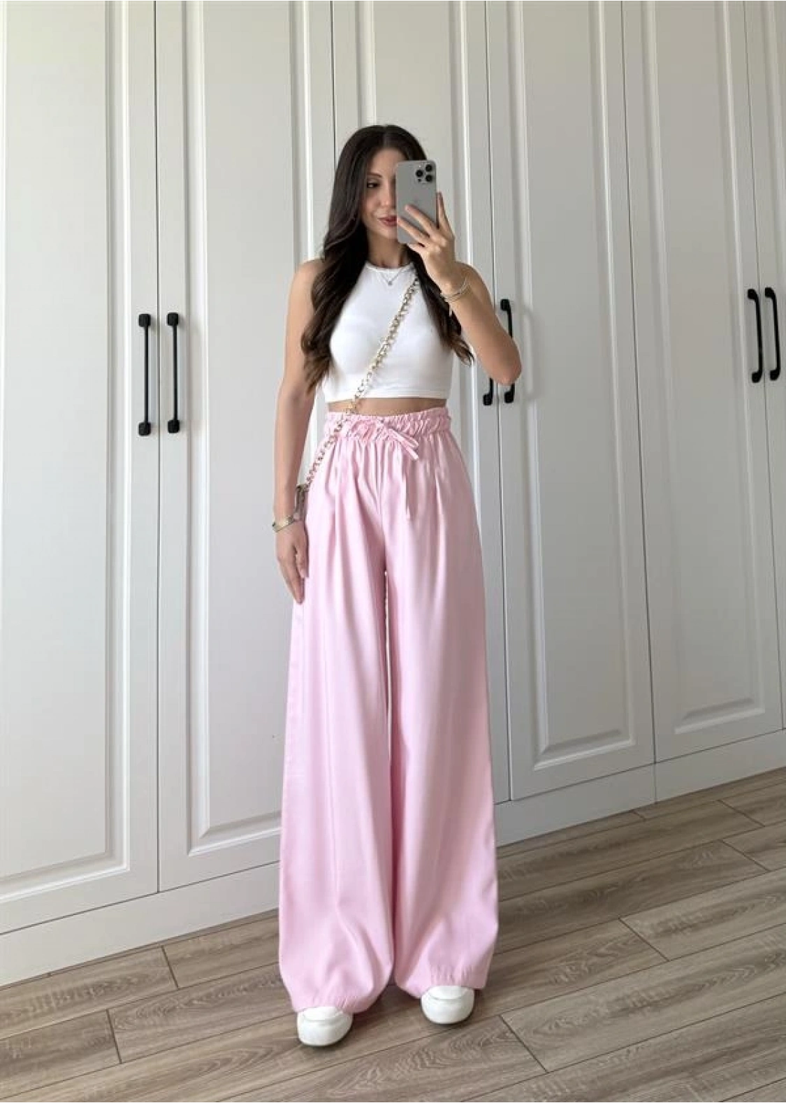 Dania Premium Pembe Tensel Palazzo Pantolon