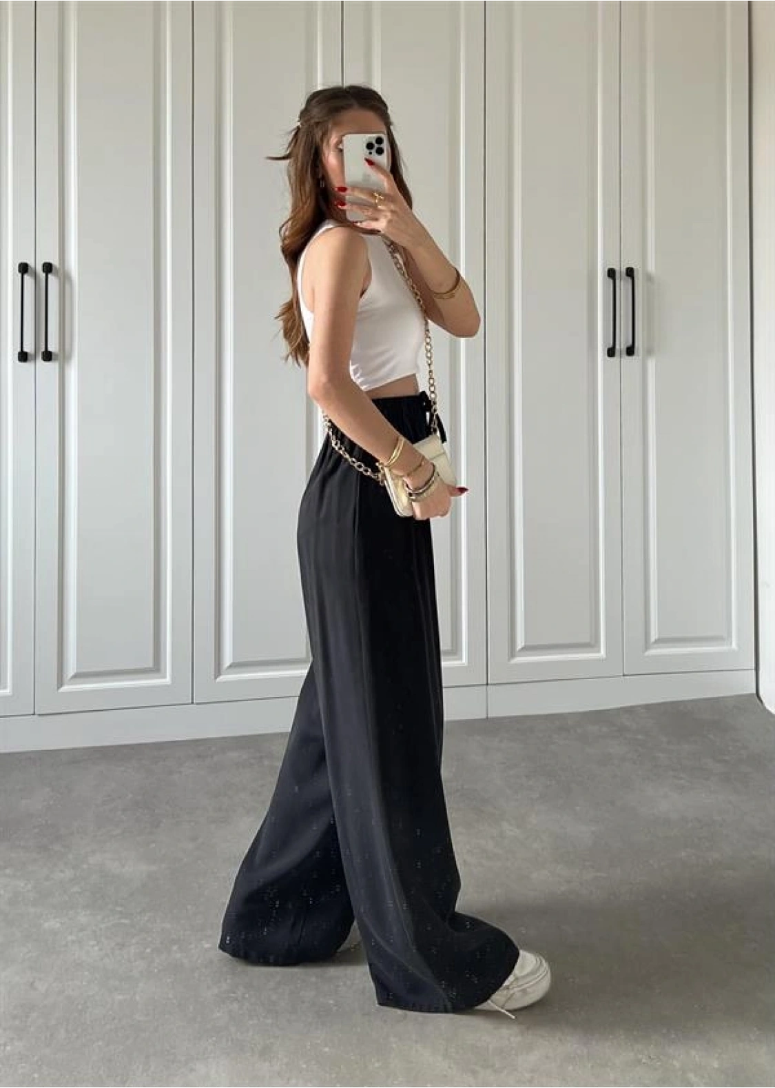 Dania Premium Siyah Tensel Palazzo Pantolon