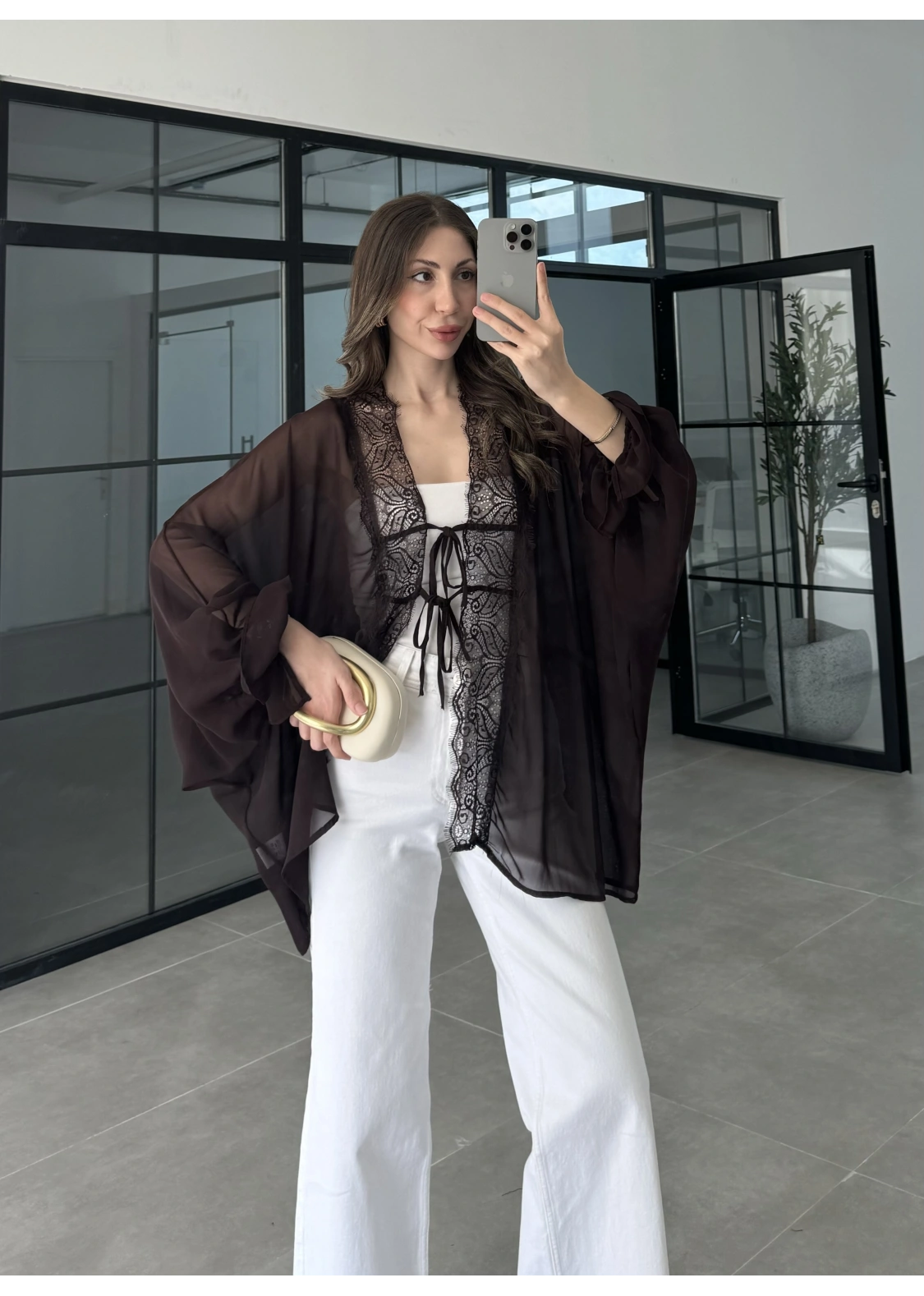 Dantel İşlemeli Mürdüm Bluz
