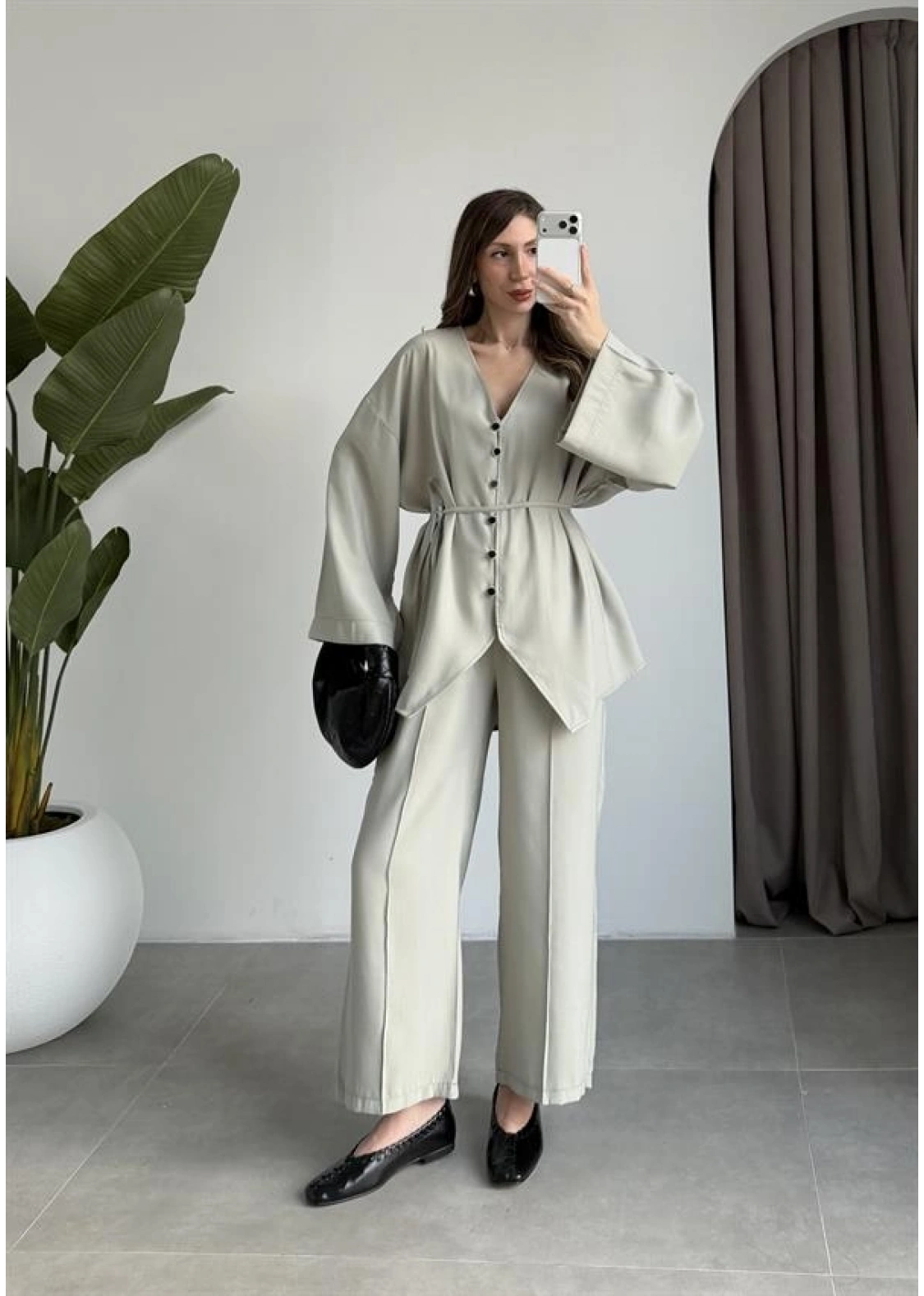 Deran Modal Kumaş Mint Kuşaklı Takım