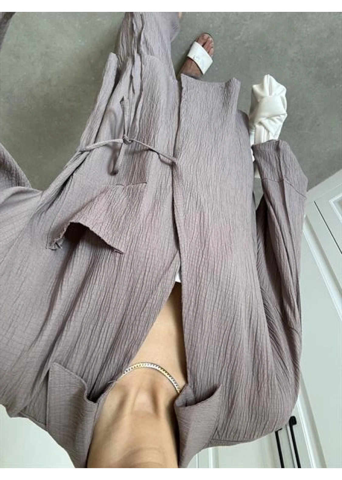 Devedikeni Gofre Bağlamalı Kimono Takım