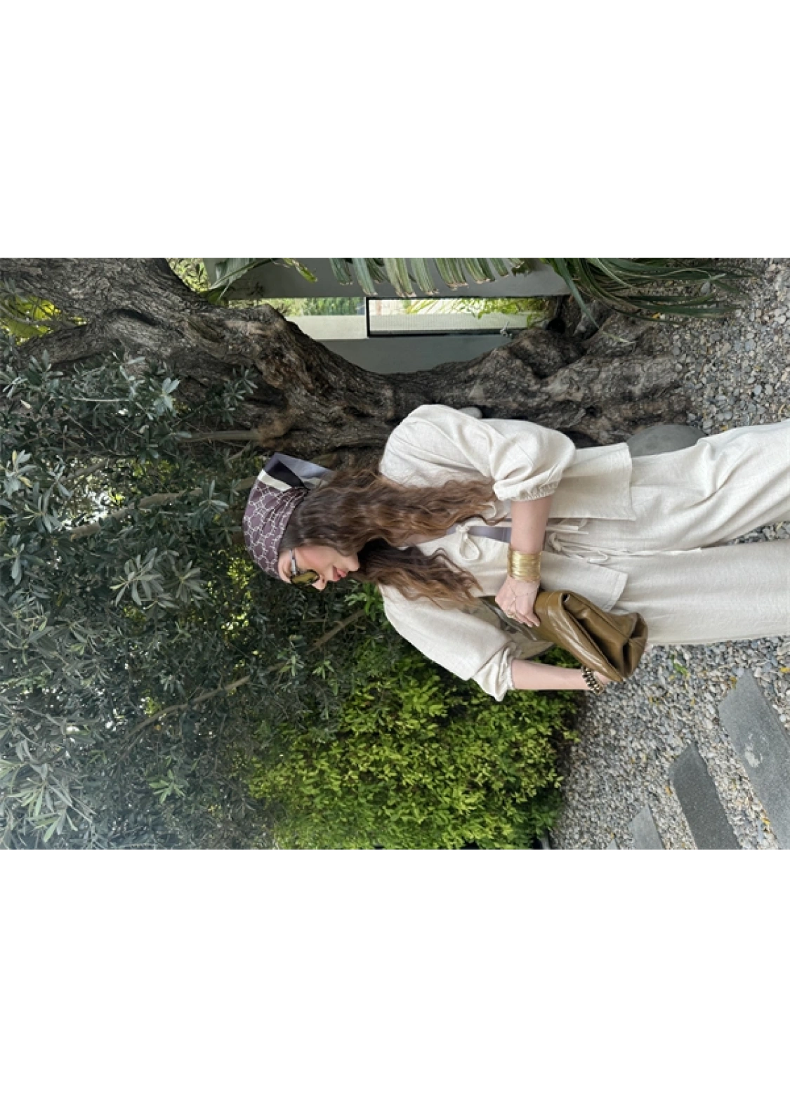 Diana Önü Bağlamalı Kısa Keten Taş Kimono Takım